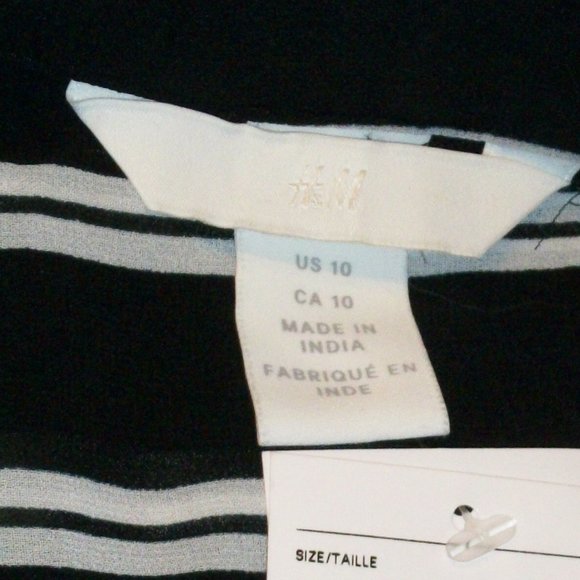 H&M Sheer Button Down Shirt Black White Stripe NWT - Picture 6 of 8